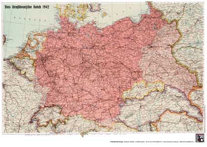 Wandkarte, Das Großdeutsche Reich 1942 | Deutscher Buchdienst